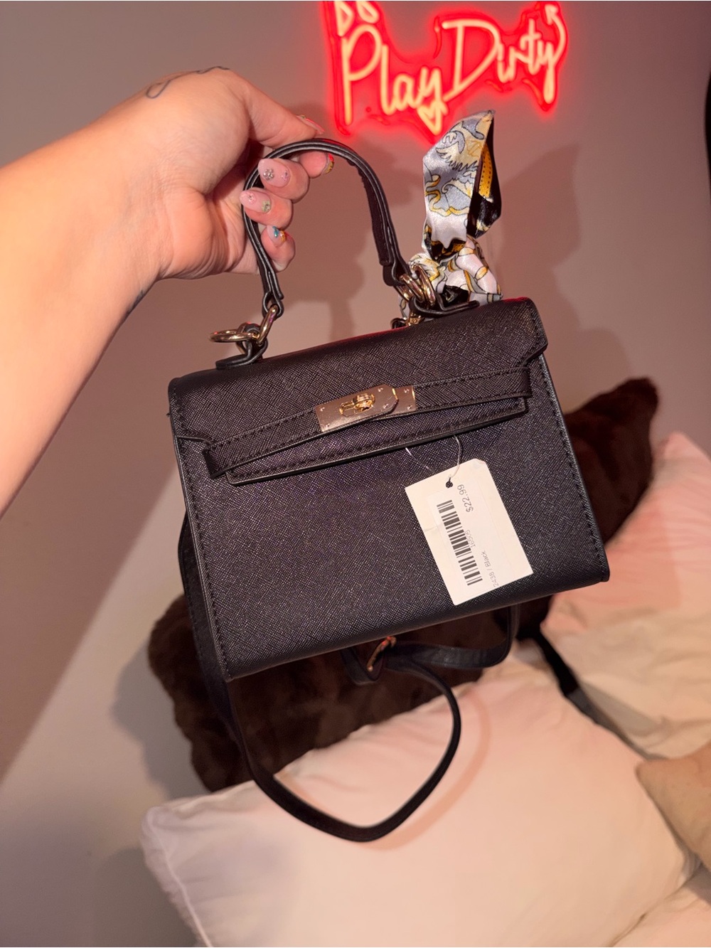 Structured Top-Handle Crossbody Bag in Black